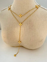 RUBY CLOVER LARIAT NECKLACE