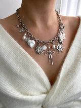 SILVER AURA MULTI CHARM NECKLACE