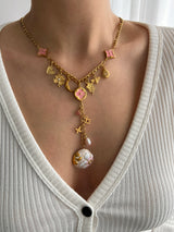 PINK BLOOM MULTI CHARM NECKLACE