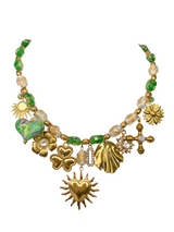 GILDED GREEN MULTI CHARM NECKLACE