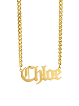 OLD ENGLISH NAME PLATE NECKLACE (Curb Chain)