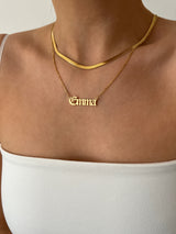 OLD ENGLISH NAME PLATE NECKLACE