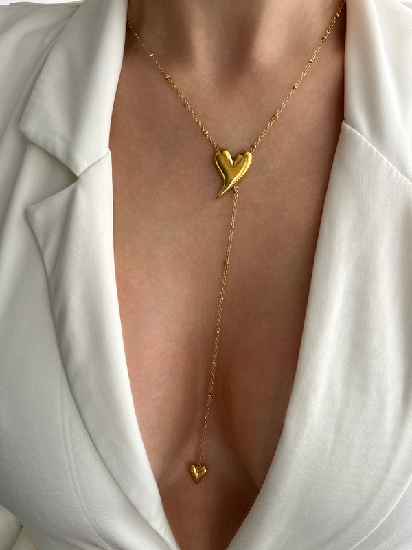 EMARI HEART LARIAT NECKLACE