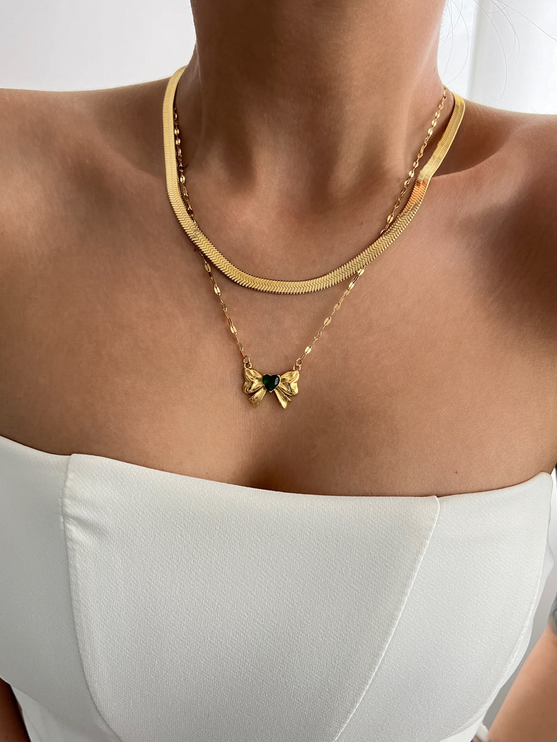 MARCI HEART & BOW NECKLACE