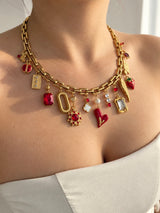 CRIMSAN RELIC MULTI CHARM NECKLACE