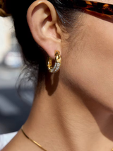 CRYSTAL BOND HOOP EARRING