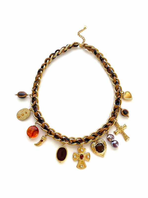 LEOPELLE MULTI CHARM NECKLACE