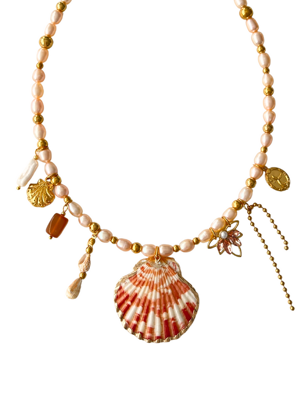 PEARLS OF THE SEA MULTI CHARM NECKLACE